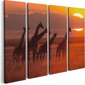 Artaza Peinture sur Toile Quadriptyque Troupeau de Girafes au Coucher du Soleil - 80x60 - Photo sur Toile - Impression sur Toile