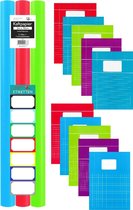 Benza Trendy Schoolpakket - 3 rollen Kaftpapier - 10 Schriften A4 5 x Lijn & 5 x Ruit