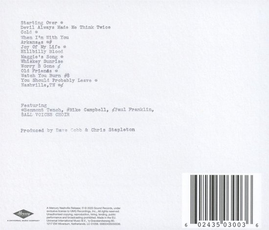 Chris Stapleton - Starting Over (CD)