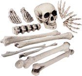 Zak met skelet schedel en botten - 12-delig - Halloween/horror thema kerkhof decoratie