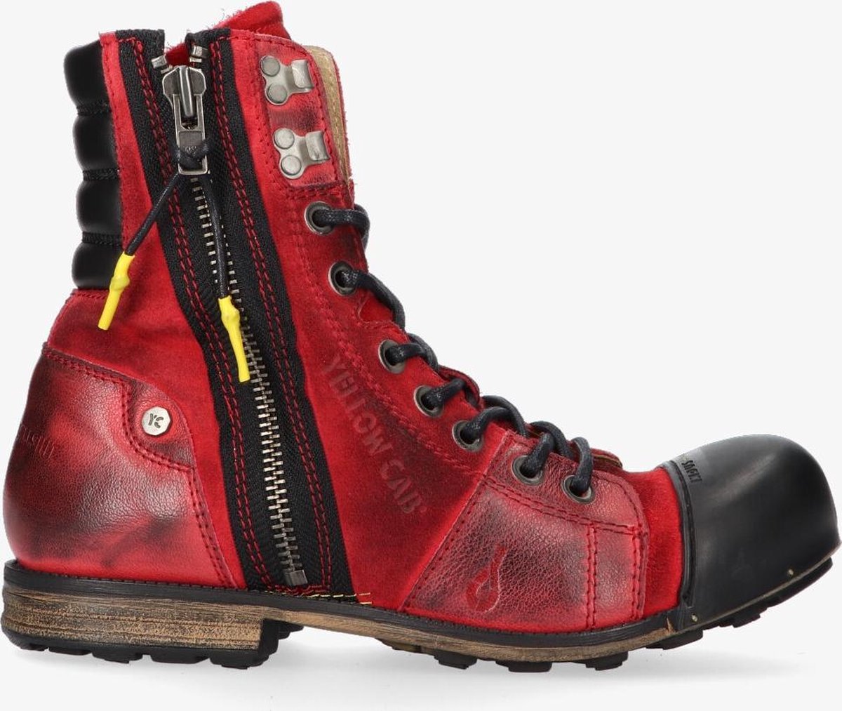 Yellow cab | Industrial 12-c red high lace up boot - black sole | Maat: 44  | bol.com