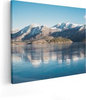 Artaza Canvas Schilderij Meer Bij Het Bergen Landschap In Noorwegen - 100x80 - Groot - Foto Op Canvas - Canvas Print