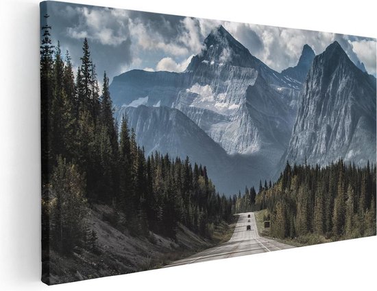 Artaza Peinture sur toile Route devant la grande Berg dans la forêt - 80 x 40 - Photo sur toile - Impression sur toile