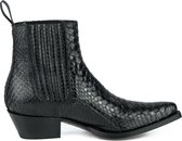 Mayura Boots 2496P Zwart/ Dames Western Enkellaarzen Spitse Neus Cowboyhak Elastiek Sluiting Echt Leer Maat EU 36