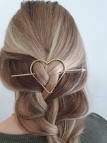 Haar Accessoires - Goudkleurig - Hart - 2 -Delig - Stokje 12 cm - Dames Haar Mode - Voor Lang Haar - Haar Sieraad - Goudkleurig