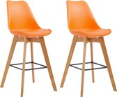 CLP Metz Set van 2 barkrukken - kunststof & kunstleer natura oranje