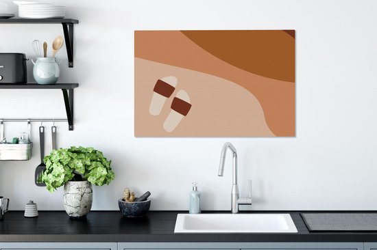 Canvas Schilderij Zomer - Slippers - Abstract - 60x40 cm - Wanddecoratie