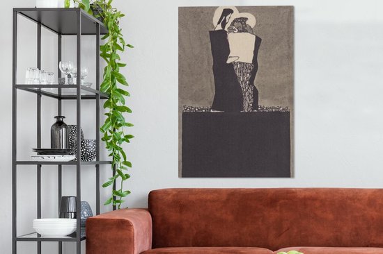 Peinture sur toile Zwei männer mit nimben - Egon Schiele - 80x120 cm - Décoration murale