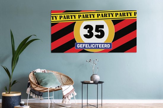 Tableau sur toile Anniversaire - 35 ans - Fête - 160x80 cm - Décoration murale