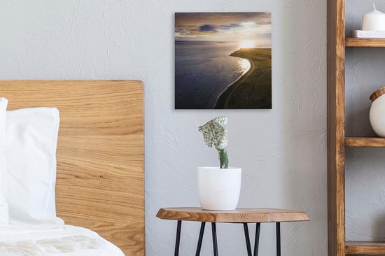 Toile Peinture Mer - Plage - Soleil - 20x20 cm - Décoration murale