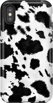 Apple iPhone XS Max Telefoonhoesje - Extra Stevig Hoesje - 2 lagen bescherming - Met Dierenprint - Koeien Patroon - Zwart