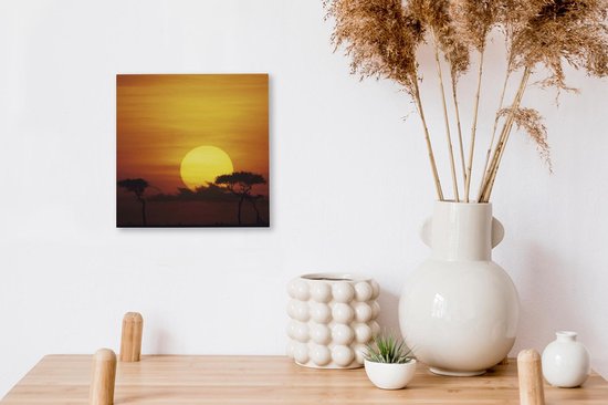 Tableau sur toile Afrique - Soleil - Oranje - 20x20 cm - Décoration murale