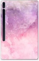Siliconen Back Case Samsung Galaxy Tab S7 Plus Tablet Hoes Pink Purple Paint met doorzichte zijkanten