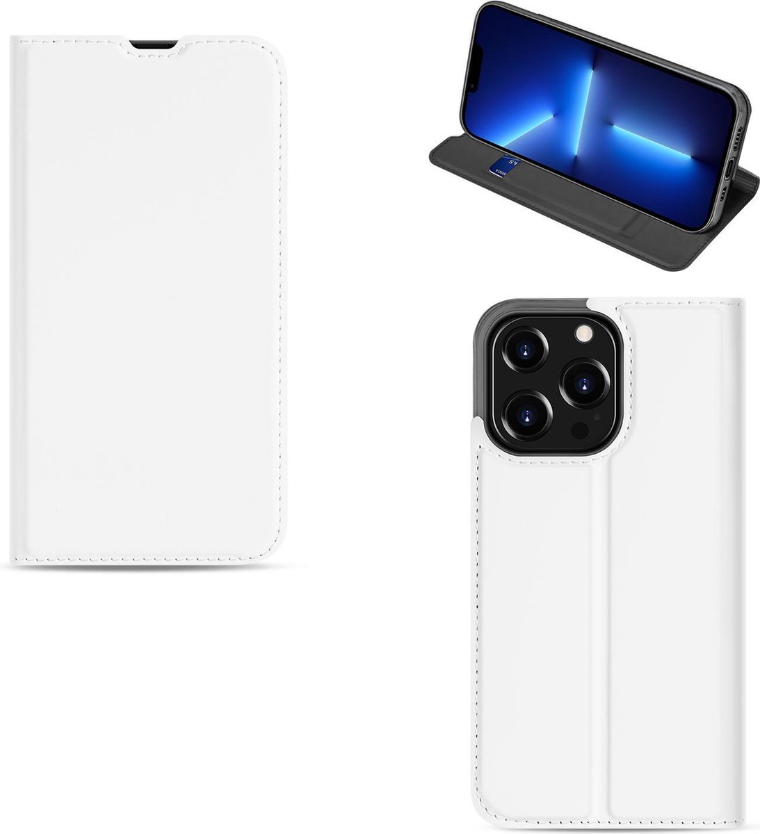 Standcase Hoesje voor Book Cover iPhone 13 Pro Max Hoesje Wit met Pashouder