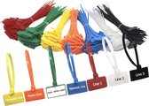 100 stuks Tierip labels zegels in verschillende kleuren gemengd 100x Tiewraps Tywraps Kabelbinders met hangers / HaverCo