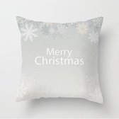 Kerst kussenhoes grijs/wit  met tekst Merry Christmas in wit (45 x 45)