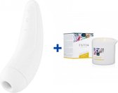 Satisfyer Curvy 2+ - Wit - Luchtdruk Vibrator + Exotiq Massagekaars - Ylang Ylang