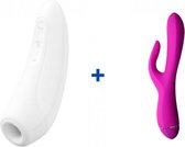 Satisfyer Curvy 1+ - Wit - Luchtdruk Vibrator + Ovo K3 Rabbit Vibrator - Tarzan Vibrator - Roze