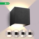 Gologi - Wandlamp - Kubus lamp - Voor binnen en buiten - Zwart - Industrieel - Led - 10×10 cm - 12 watt