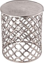 Sunfield decoratieve tafel | metalen bijzettafel | ø 40 x 45 cm rond | Cairo zilver aluminium | oriental