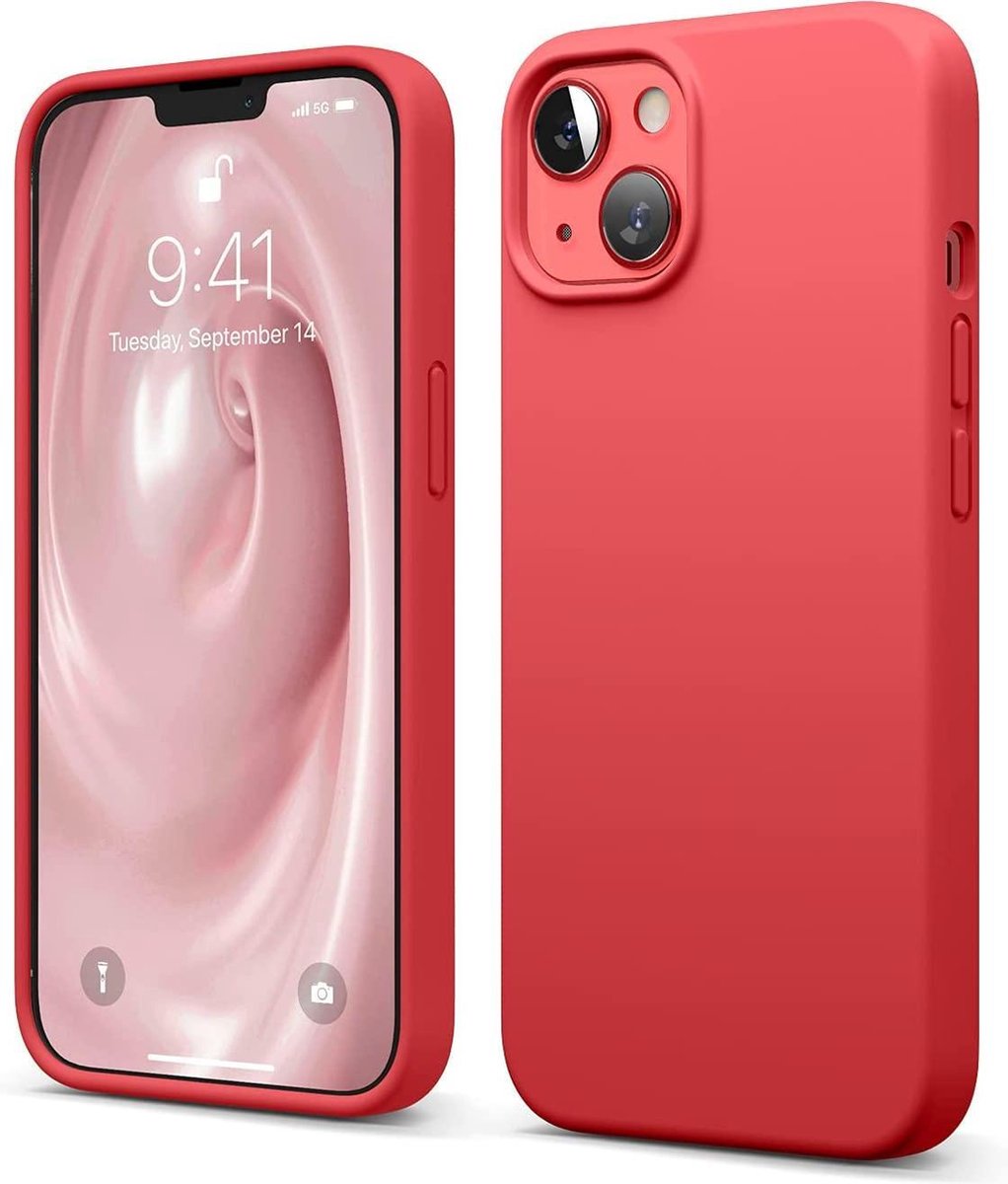 HB Hoesje Geschikt voor Apple iPhone 13 Mini - Rood - Siliconen Back Cover