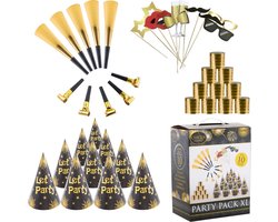 Party box 10 personen goud-zwart