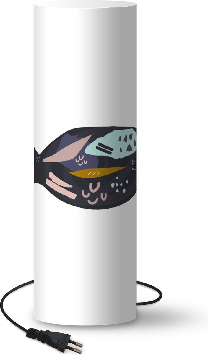 Lamp - Nachtlampje - Tafellamp slaapkamer - Pastel - Zwart - Vis - 50 cm hoog - Ø15.9 cm - Inclusief LED lamp