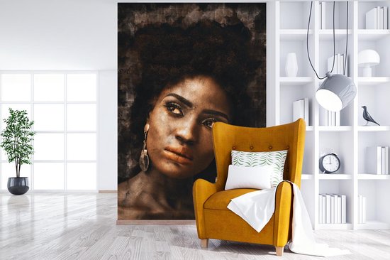 Papier peint - Papier peint photo Femme - Abstrait - Journal - Largeur 145 cm x hauteur 220 cm