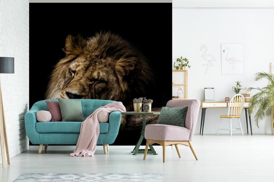Papier peint - Papier peint photo Lion - Arbre - Marron - Largeur 350 cm x hauteur 350 cm