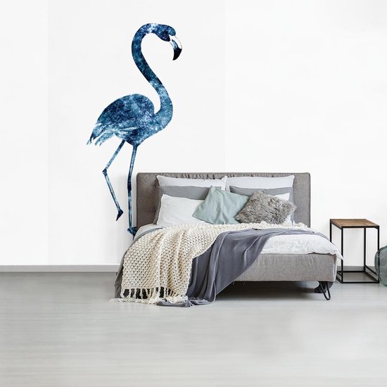 Flamant rose détaillé sur fond blanc 195x300 cm