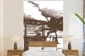Behang - Fotobehang Strand - Hut - Palmboom - Breedte 145 cm x hoogte 220 cm