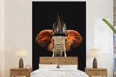 Behang - Fotobehang Olifant - Zwart - Indianentooi - Breedte 155 cm x hoogte 240 cm