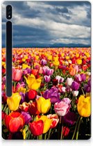 Tablet Hoes Samsung Galaxy Tab S7 Plus Fotohoesje Super als Moederdag Cadeau Tulpen met transparant zijkanten