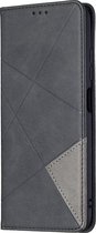 POCO M3 Pro Hoesje - Mobigear - Rhombus Slim Serie - Kunstlederen Bookcase - Zwart - Hoesje Geschikt Voor POCO M3 Pro