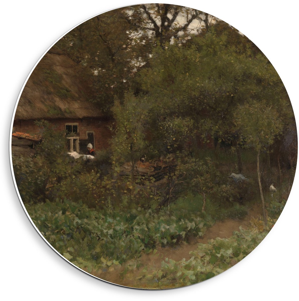 KuijsFotoprint Forex Wandcirkel - Oude Meesters - De moestuin, Anton Mauve, ca. 1885 - ca. 1888 - 40x40cm Foto op Wandcirkel (met ophangsysteem) Groen