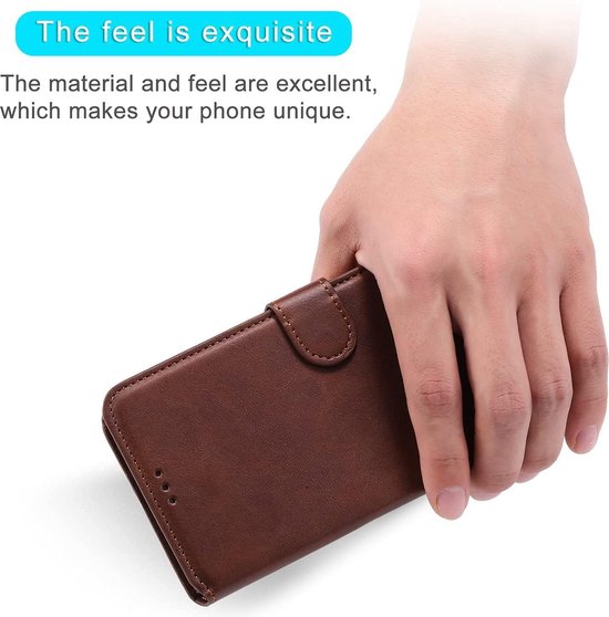 Oppo Find X3 Lite - Bookcase Marron - Etui portefeuille avec protecteur d'écran en Glas 1 pièce