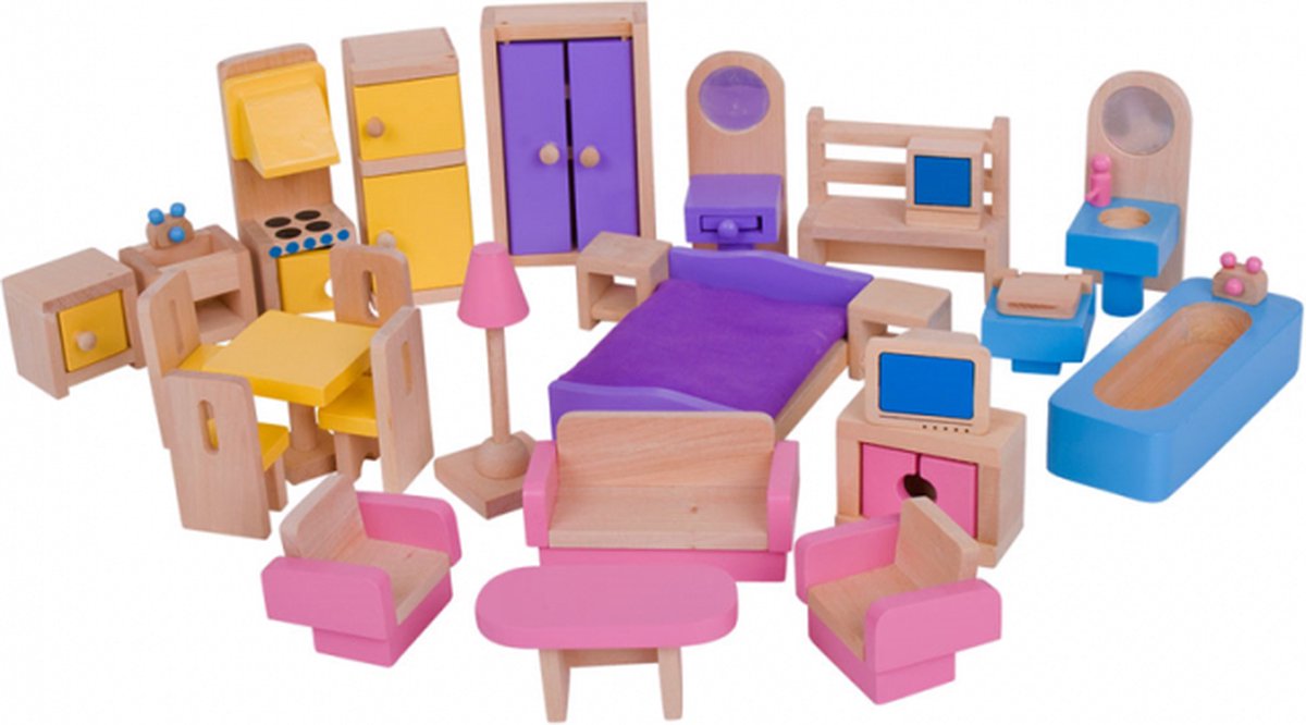 Poppenhuis Meubeltjes - BIGJIGS - Hout - Meubels Poppen - 26-Delig — afbeelding 14