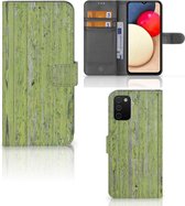 Wallet Book Case Geschikt voor Samsung Galaxy A03s Telefoon Hoesje Green Wood