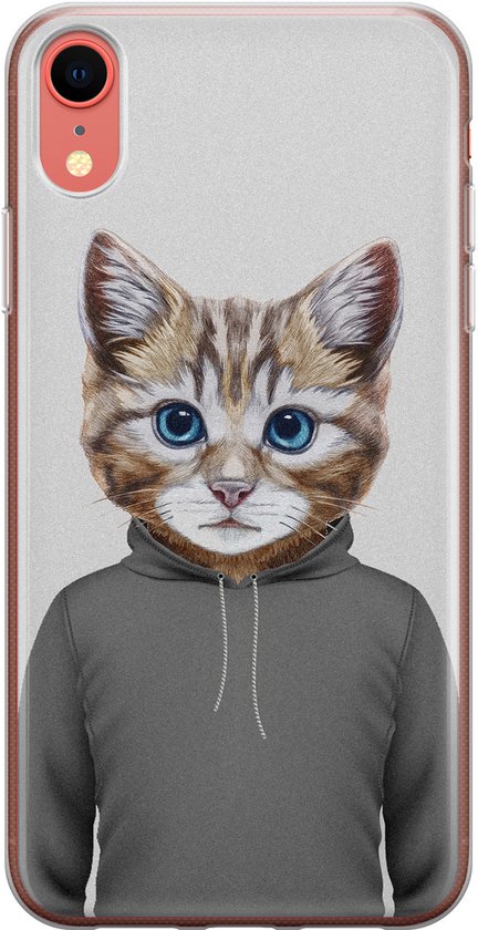 Coque iPhone XR - Tête de chat | Étui | Étui en Siliconen TPU | Couverture arrière transparente