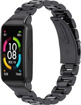 Stalen Smartwatch bandje - Geschikt voor Huawei Band 6 stalen band - zwart - Strap-it Horlogeband / Polsband / Armband