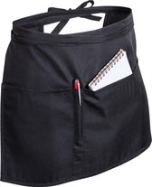 Sloof kort met zakken - taille schort - kokssloof - horeca - polyester - met verstelbare riem - vrouwen - mannen - zwart