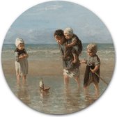 Tuincirkel Kinderen der zee - WallCatcher | Tuinposter rond 60 cm | Meesterwerk van Jozef Israëls | Buiten muurcirkel Oude Meesters kunstwerken
