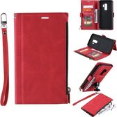 Voor Samsung Galaxy S9 + Side Zipper Back Card Horizontale Flip PU Leather Case met Card Slots & Wallet & Fotolijst & Lanyard (Rood)