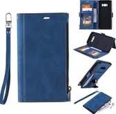 Voor Samsung Galaxy S10e Side Zipper Back Card Horizontale Flip PU Leather Case met Kaartsleuven & Portemonnee & Fotolijst & Lanyard (Blauw)