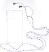 Shop4 - Xiaomi Mi 11 Lite Hoesje - Zachte Back Case met Koord Multi Wit
