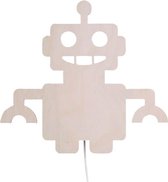 Wandlamp kinderkamer, babykamer Robot - Blank multiplex houten lamp voor aan de muur