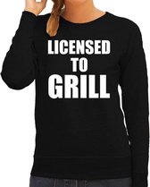 Licensed to grill bbq / barbecue sweater zwart - cadeau trui voor dames - verjaardag / moederdag kado XS