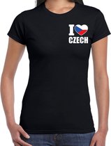 I love Czech t-shirt zwart op borst voor dames - Tsjechië landen shirt - supporter kleding XS