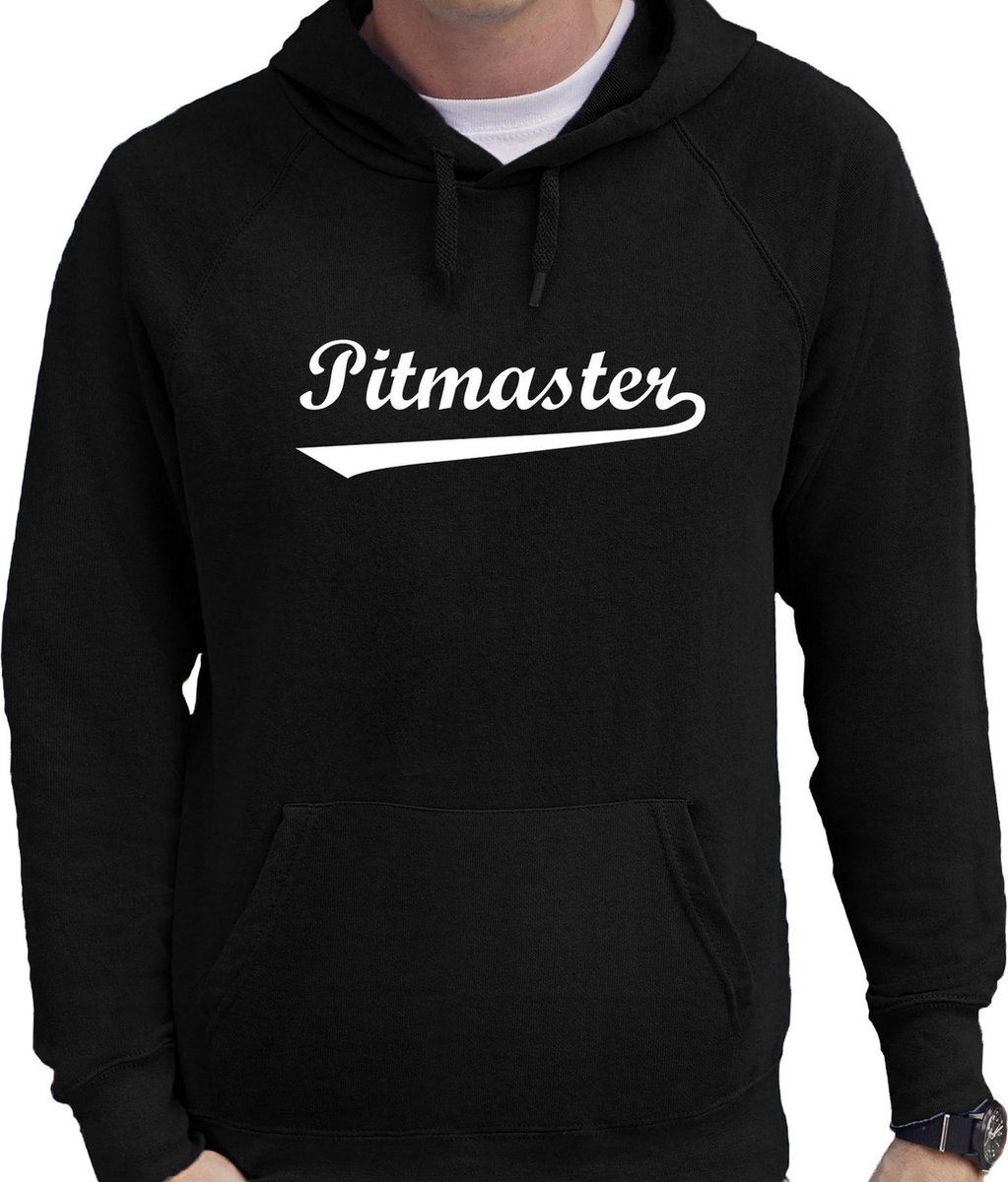 Pitmaster bbq / barbecue hoodie zwart - cadeau sweater met capuchon voor heren - verjaardag / vaderdag kado S