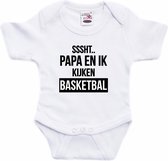 Sssht kijken basketbal tekst baby rompertje wit jongens/meisjes - Vaderdag/babyshower cadeau - EK / WK Babykleding 92 (18-24 maanden)